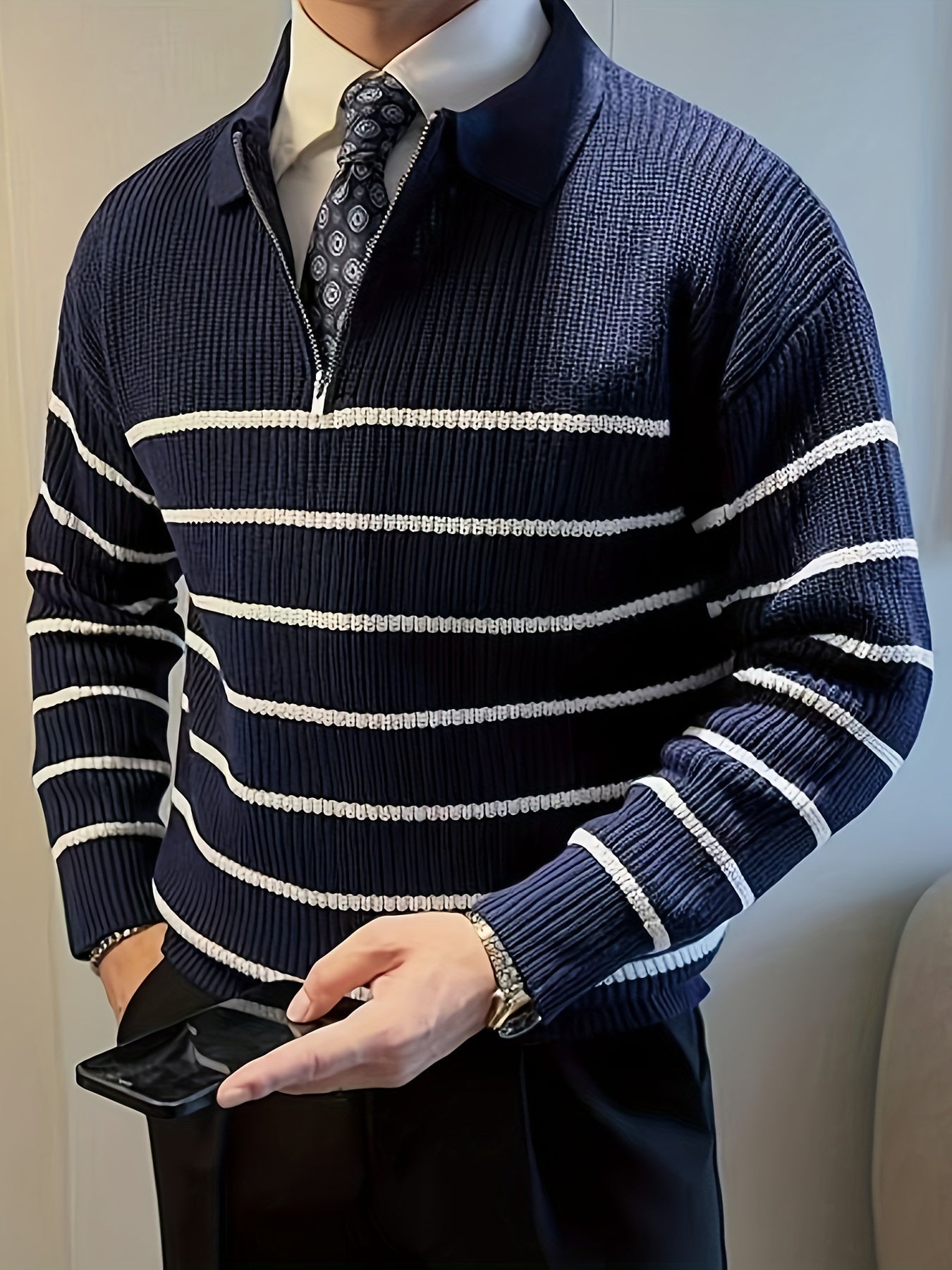 Cozy Winter Quarter Zip Sweater for Men