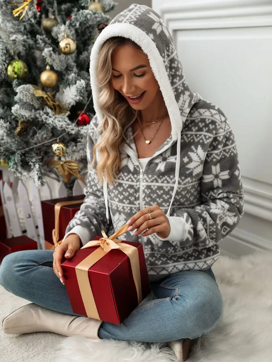 Warm Fleece Zip Up Hoodie Jacket - VogeLuxe