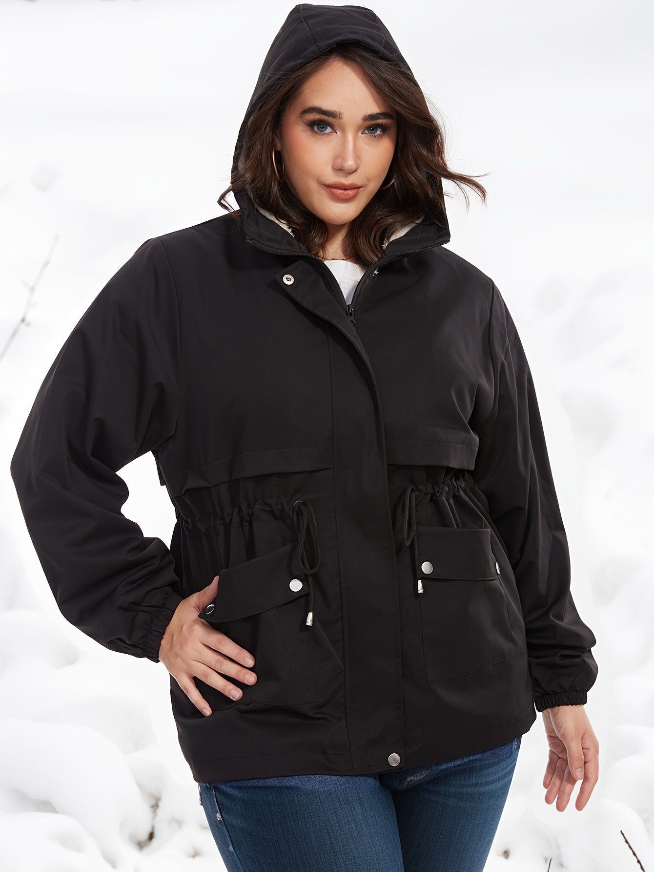 Waterproof Women's Parka Jacket With Hood For Outdoor Use - VogeLuxe