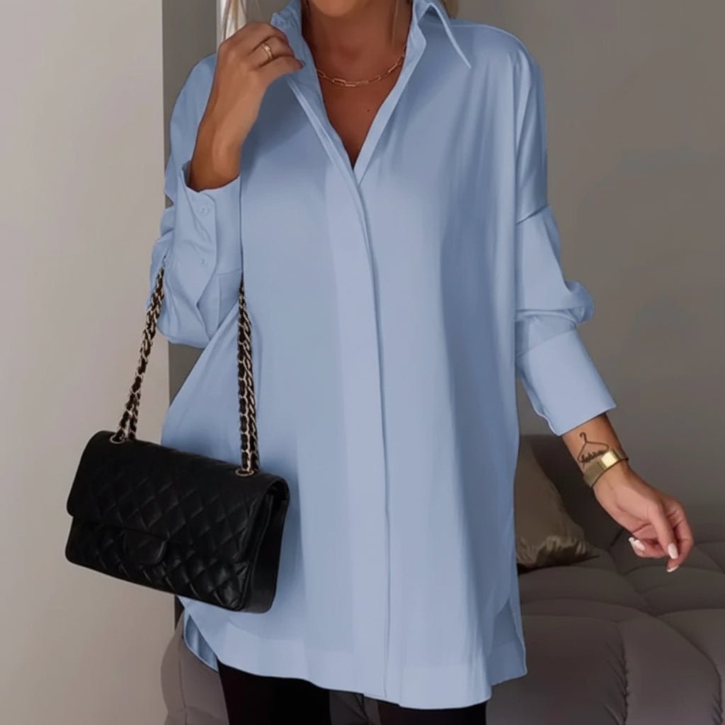 Relaxed Fit Long Sleeve Women's Shirt Blouse Top