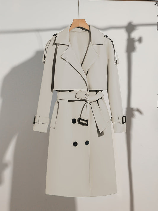 Classic Waterproof Trench Coat with Belted Waist - BritishElegance
