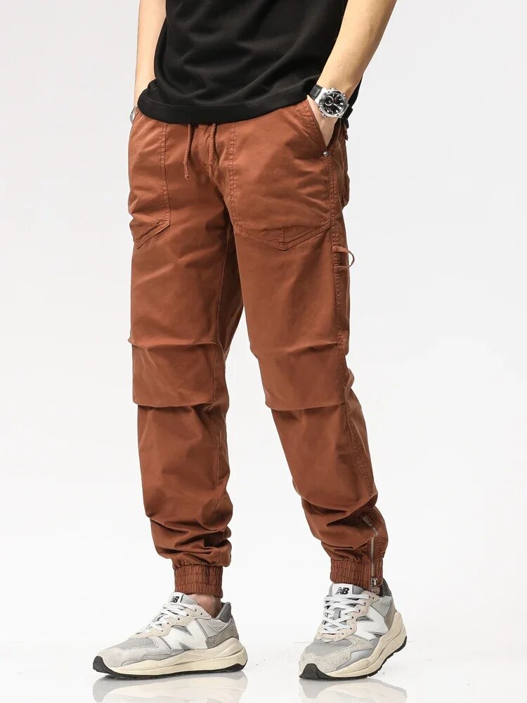 Men's Slim Fit Cargo Pants with Elastic Waistband