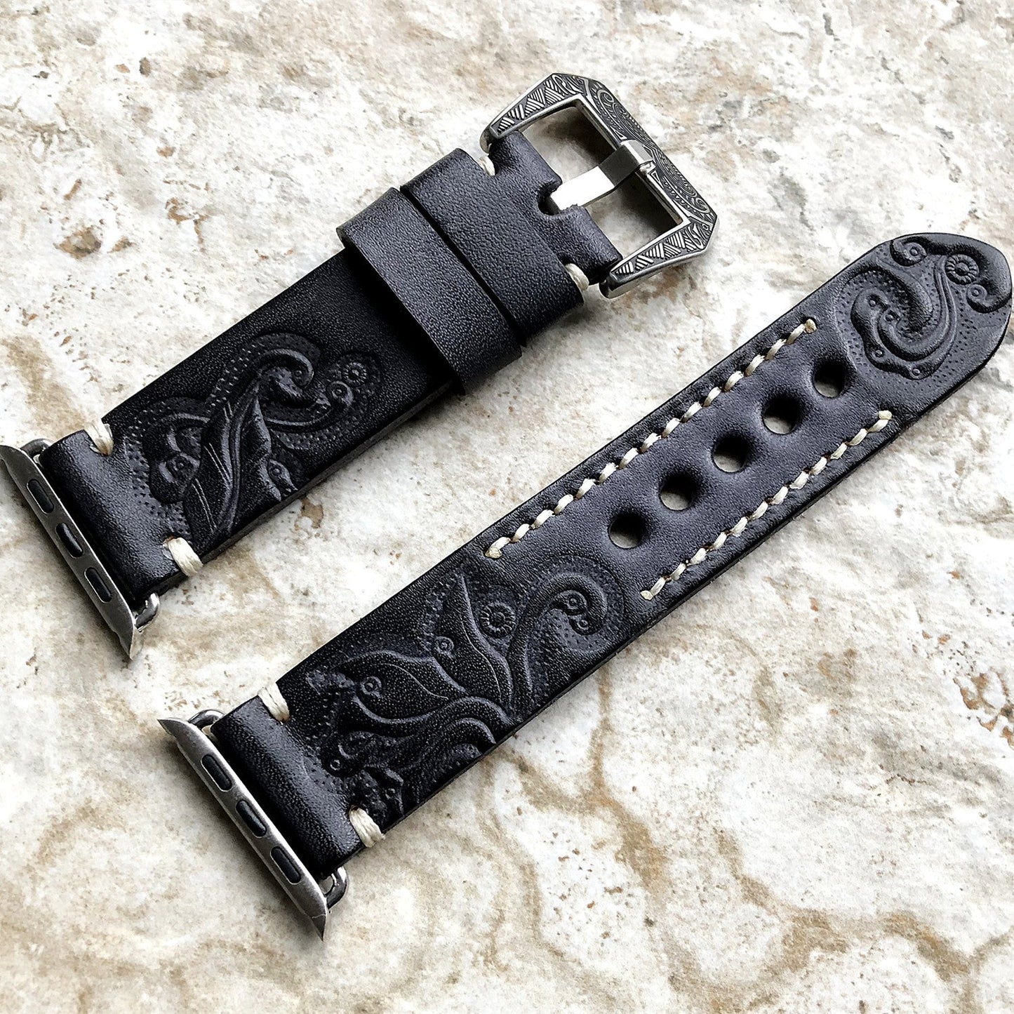 Personalized Engraved Leather Strap for Apple Watch
