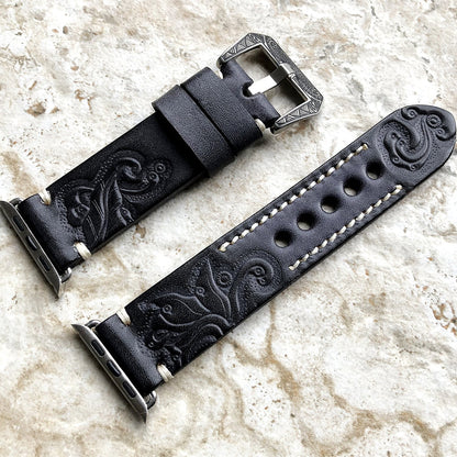 Personalized Engraved Leather Strap for Apple Watch