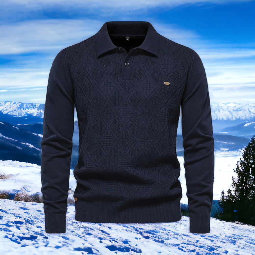 Men's Classic Long Sleeve Polo Sweater for Fall