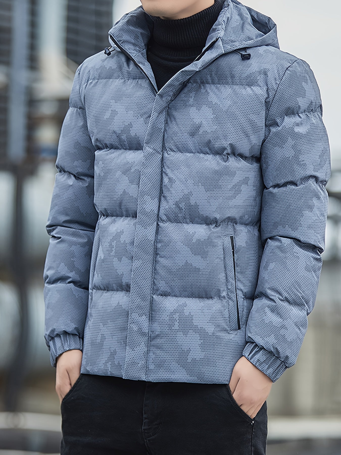 Relaxed Fit Camouflage Hoodie Coat for Men