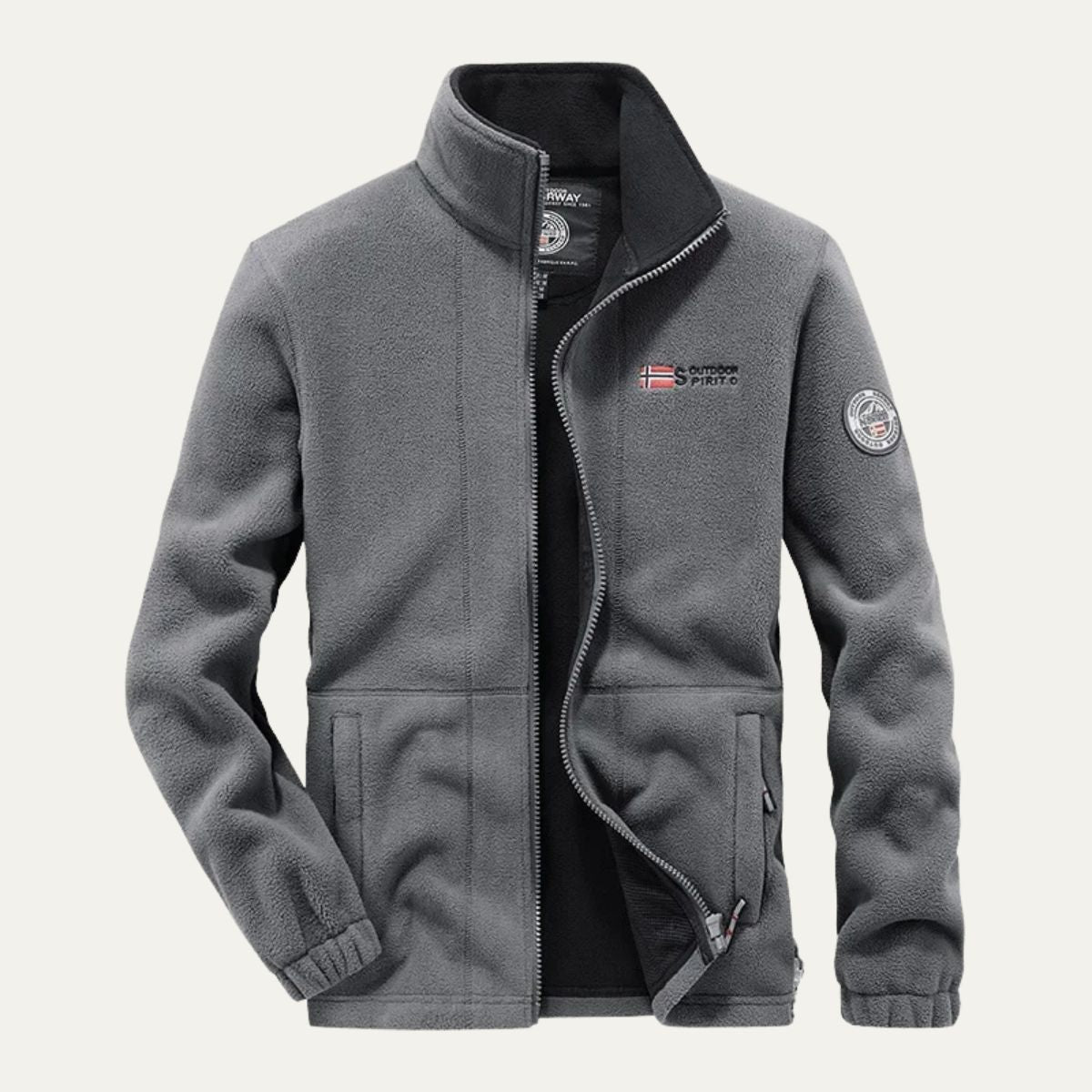VogeLuxe | Men’s Textured Fleece High Collar Zip Jacket