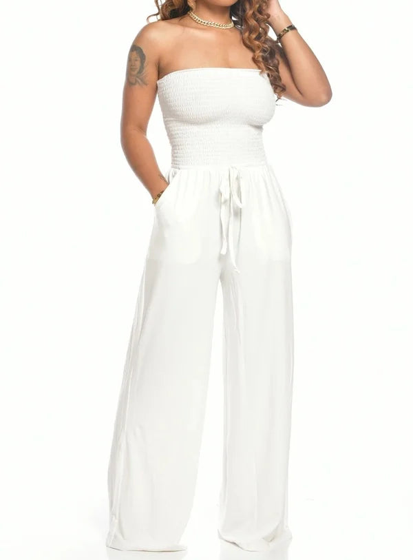 Summer Women's Strapless Drawstring Jumpsuit