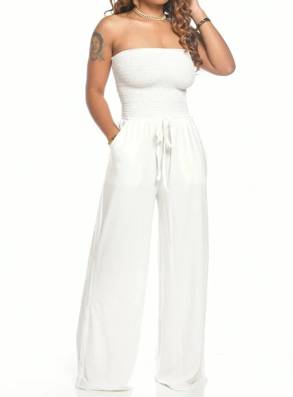 Summer Women's Strapless Drawstring Jumpsuit