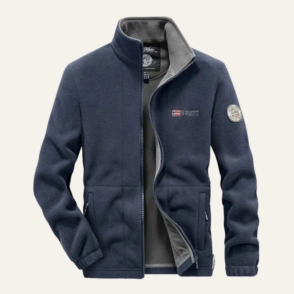 VogeLuxe | Men’s Textured Fleece High Collar Zip Jacket