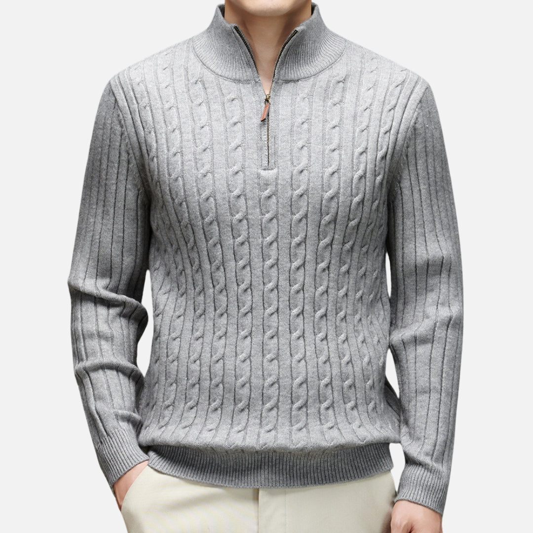 Warm Mens Zip Up Wool Sweater