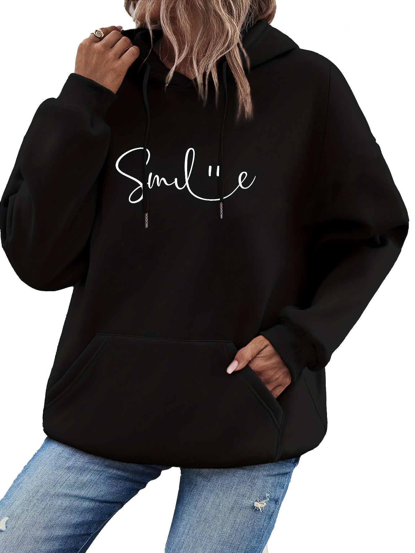 Cozy Women's Smile Hoodie with Pockets for Winter