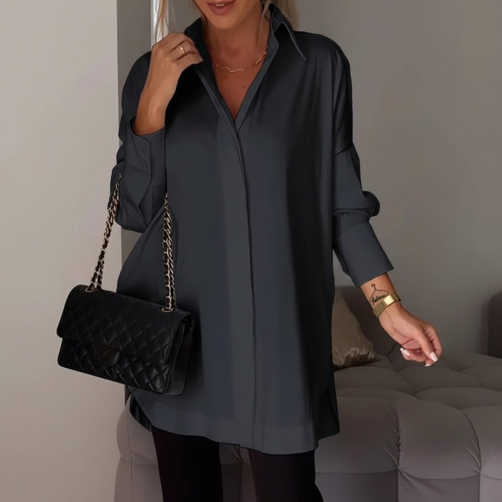 Relaxed Fit Long Sleeve Women's Shirt Blouse Top