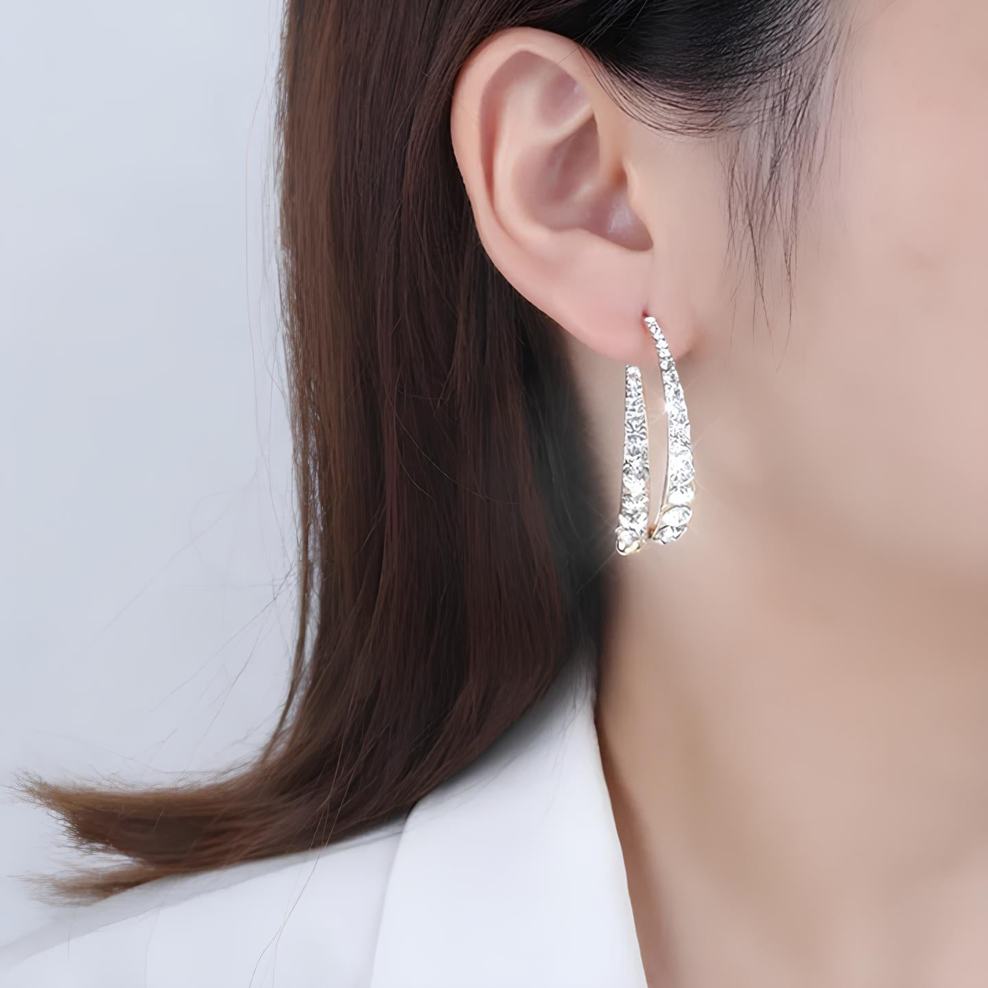 Elegant Silver Drop Cross Earrings