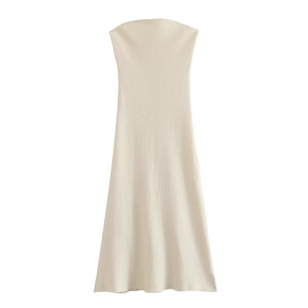 Women's Casual Beige Bodycon Midi Dress for Summer - VogeLuxe