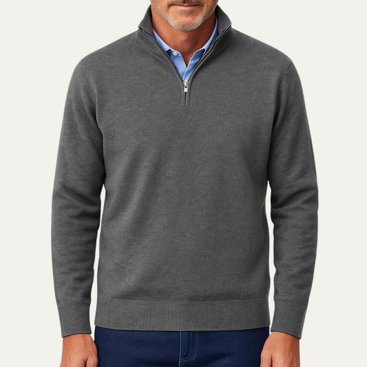 VogeLuxe | Men’s Stand Collar Quarter Zip Knit Sweater