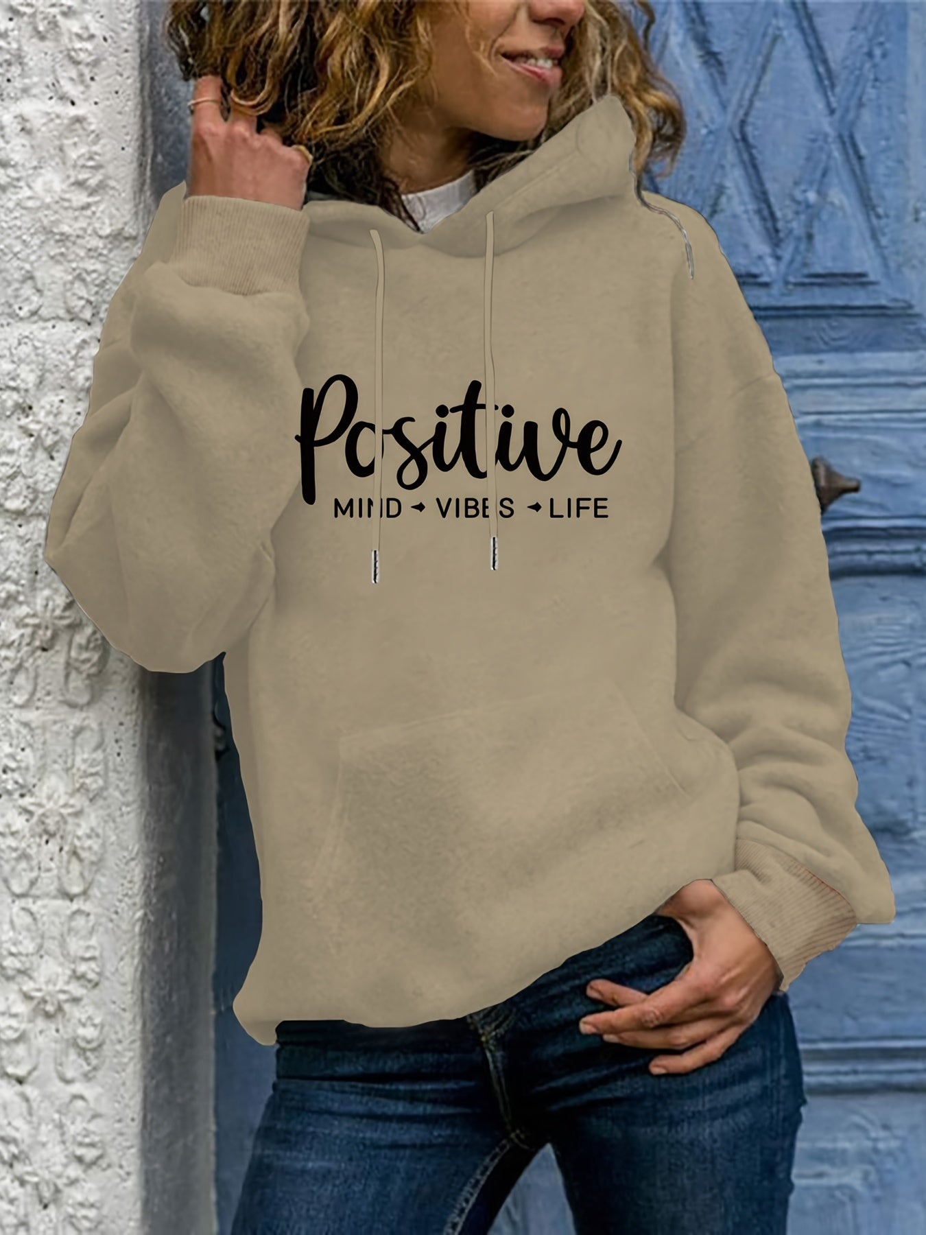 Cozy Women's Large Hooded Sweatshirt with Fun Graphic Pocket