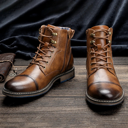 VogeLuxe | Men’s Textured Leather Combat Boots