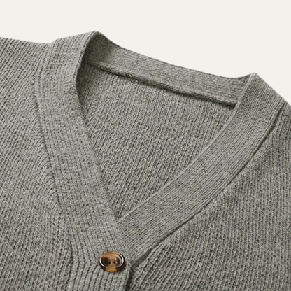 VogeLuxe | Men’s Varsity V Neck Cardigan with Striped Ribbed Trim