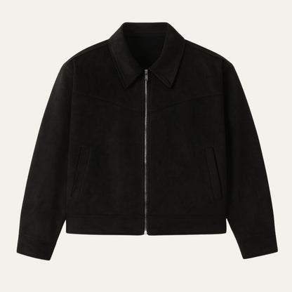 VogeLuxe | Men’s Suede Look Full Zip Trucker Shirt Jacket