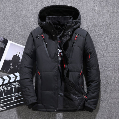 Warm Waterproof Hooded Parka Jacket Mens Down Filled Coat