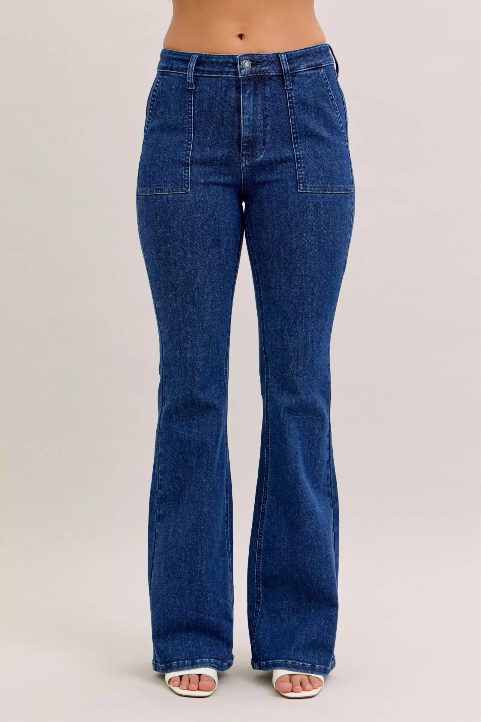 Classic High Waist Wide Leg Jeans with Pocket Detail - VogeLuxe