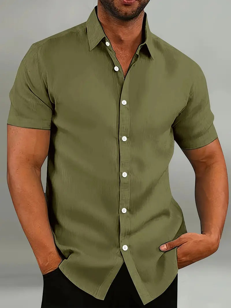 Slim Fit Casual Short Sleeve Mens Shirt