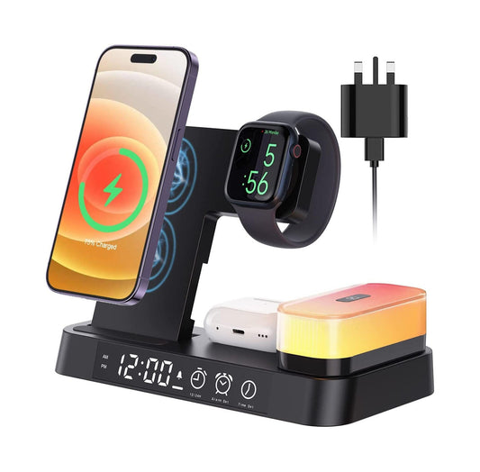 Wireless Charging Station Clock LED Lamp Dock - VogeLuxe