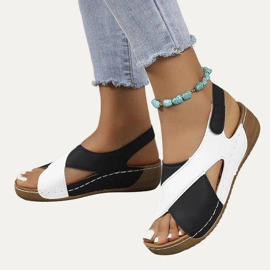 VogeLuxe | Women’s Low Wedge Sandal with Criss Cross Toe Design