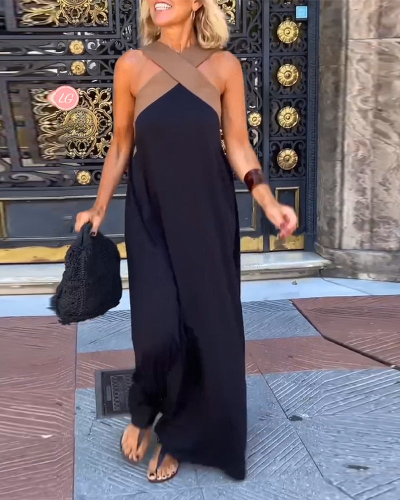 Stunning Long Cross Neck Formal Gown