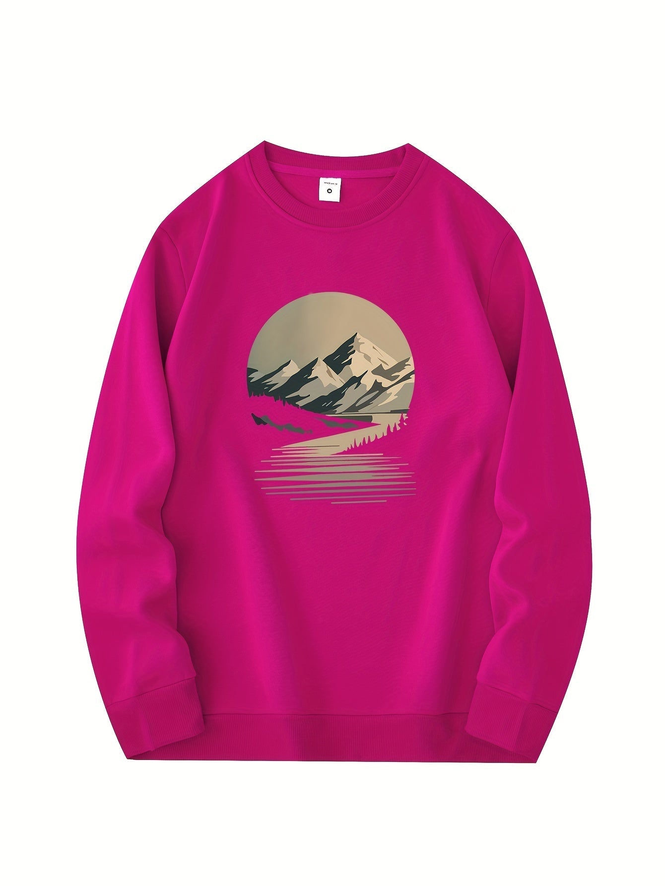 Relaxed Fit Mens Sweatshirt with Winter Mountain Design