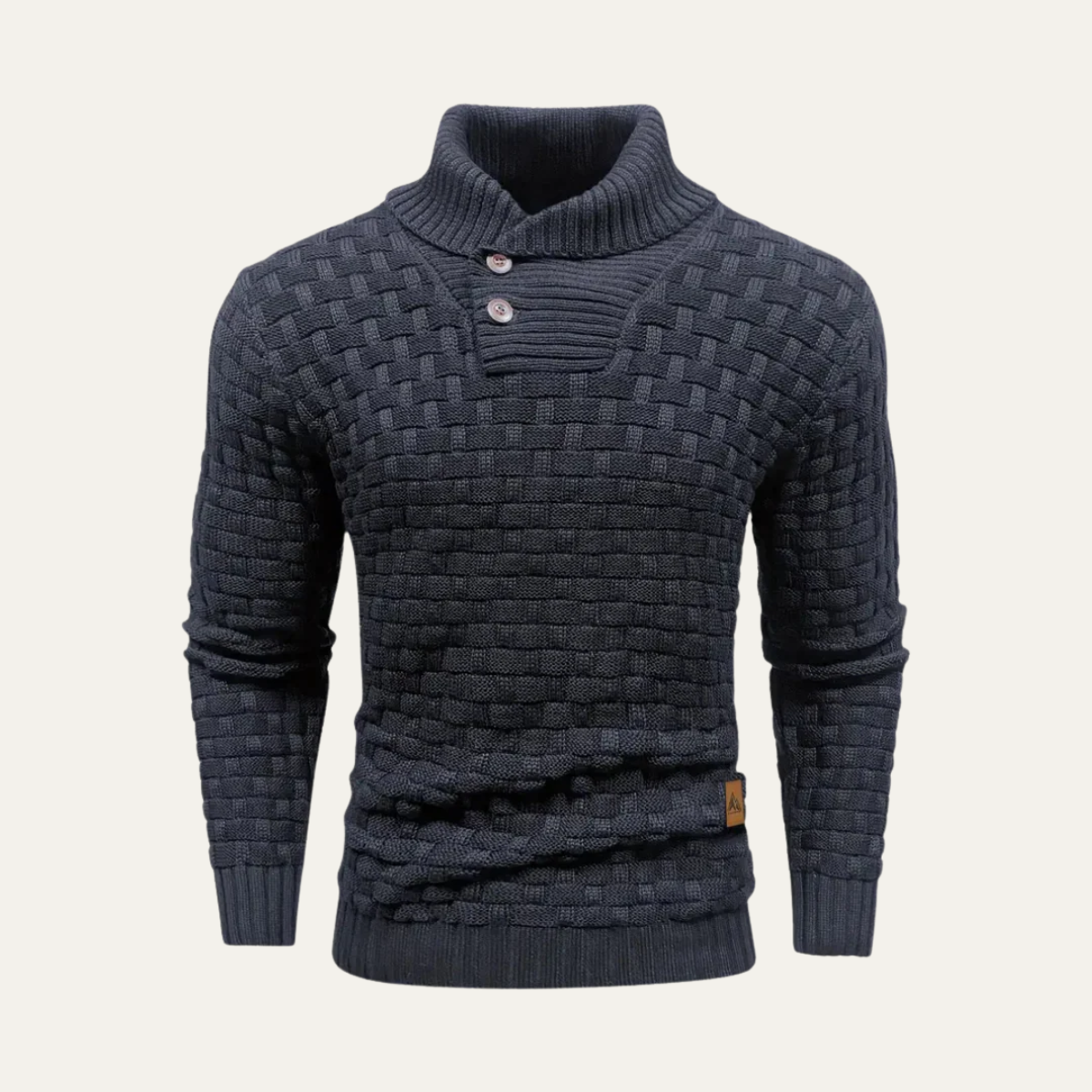VogeLuxe | Men’s Textured Basketweave Shawl Collar Knit Sweater