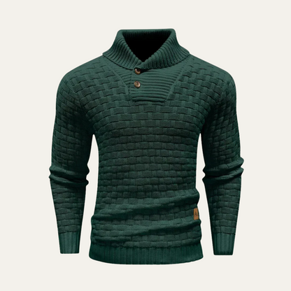 VogeLuxe | Men’s Textured Basketweave Shawl Collar Knit Sweater