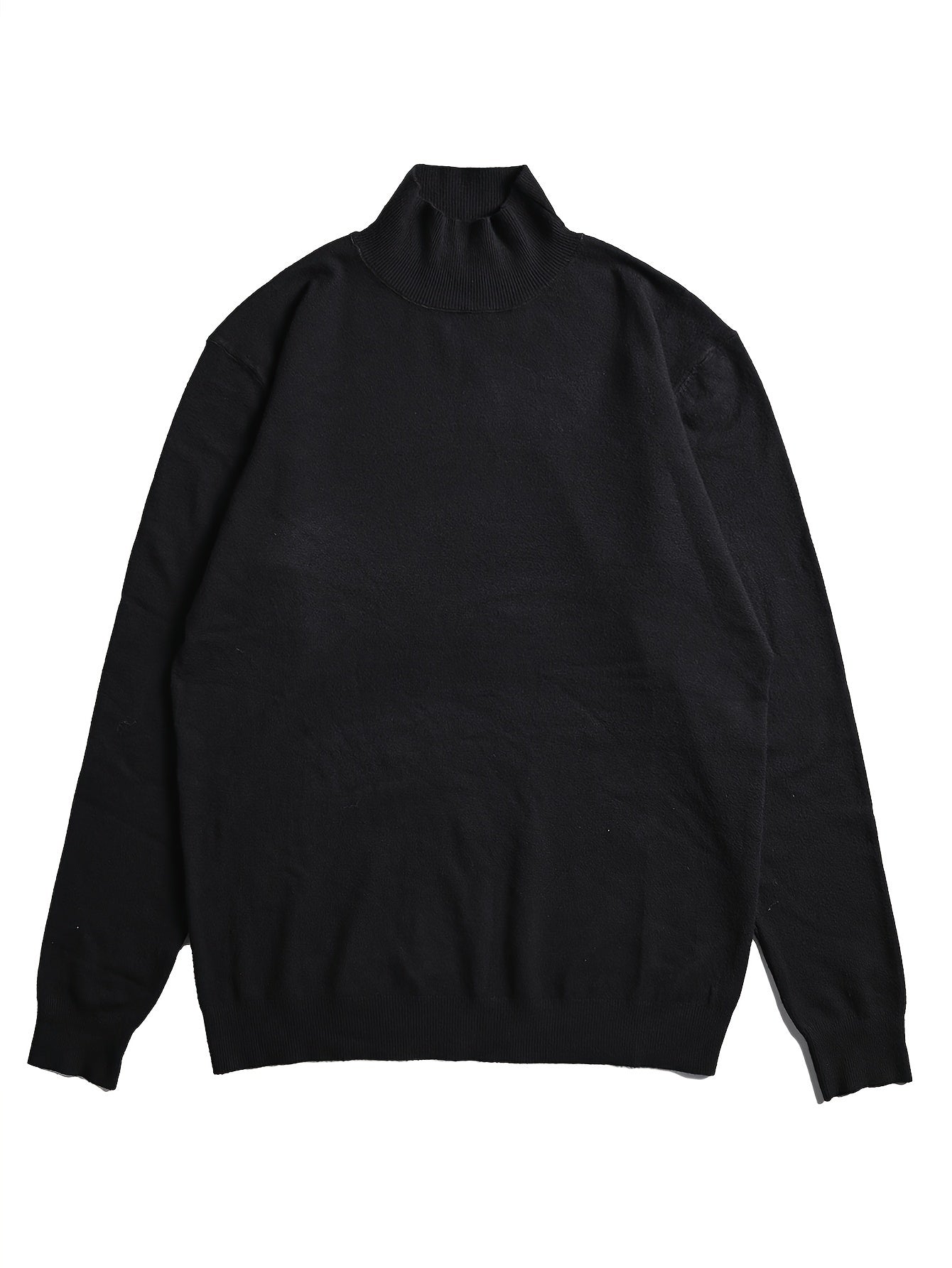 Cozy Men's Black Knit Turtleneck Winter Sweater - BritishElegance