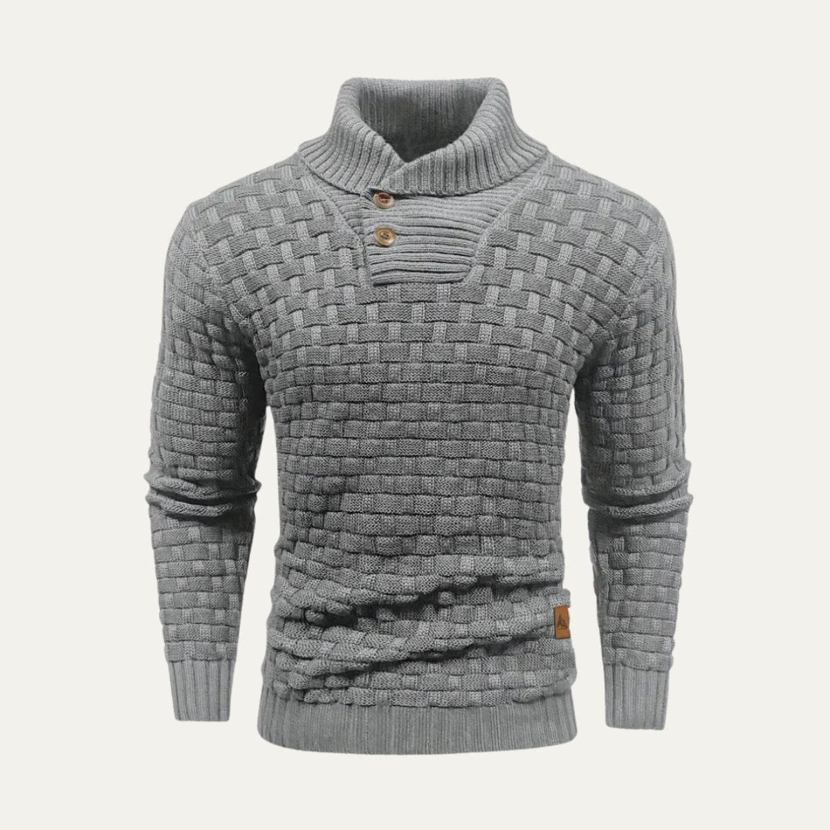 VogeLuxe | Men’s Textured Basketweave Shawl Collar Knit Sweater