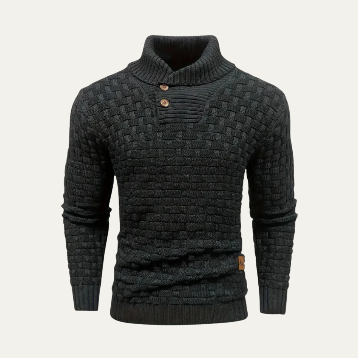 VogeLuxe | Men’s Textured Basketweave Shawl Collar Knit Sweater
