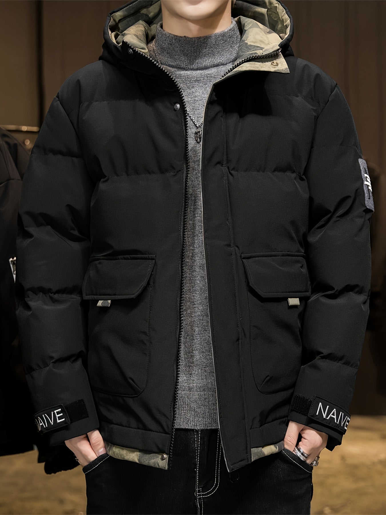 Warm Waterproof Mens Parka Jacket with Zip Pockets - VogeLuxe