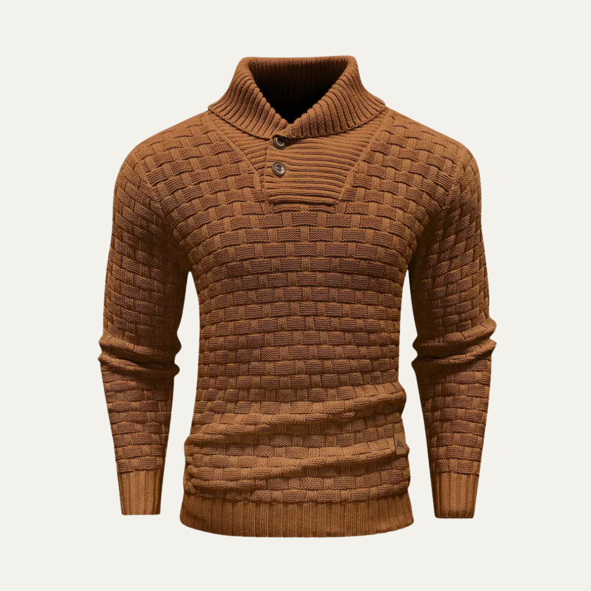 VogeLuxe | Men’s Textured Basketweave Shawl Collar Knit Sweater