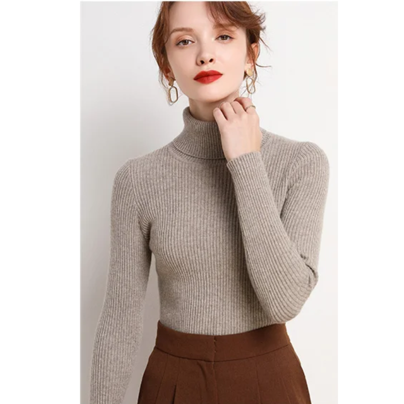 Women's Fitted Crew Neck Warm Knit Sweater
