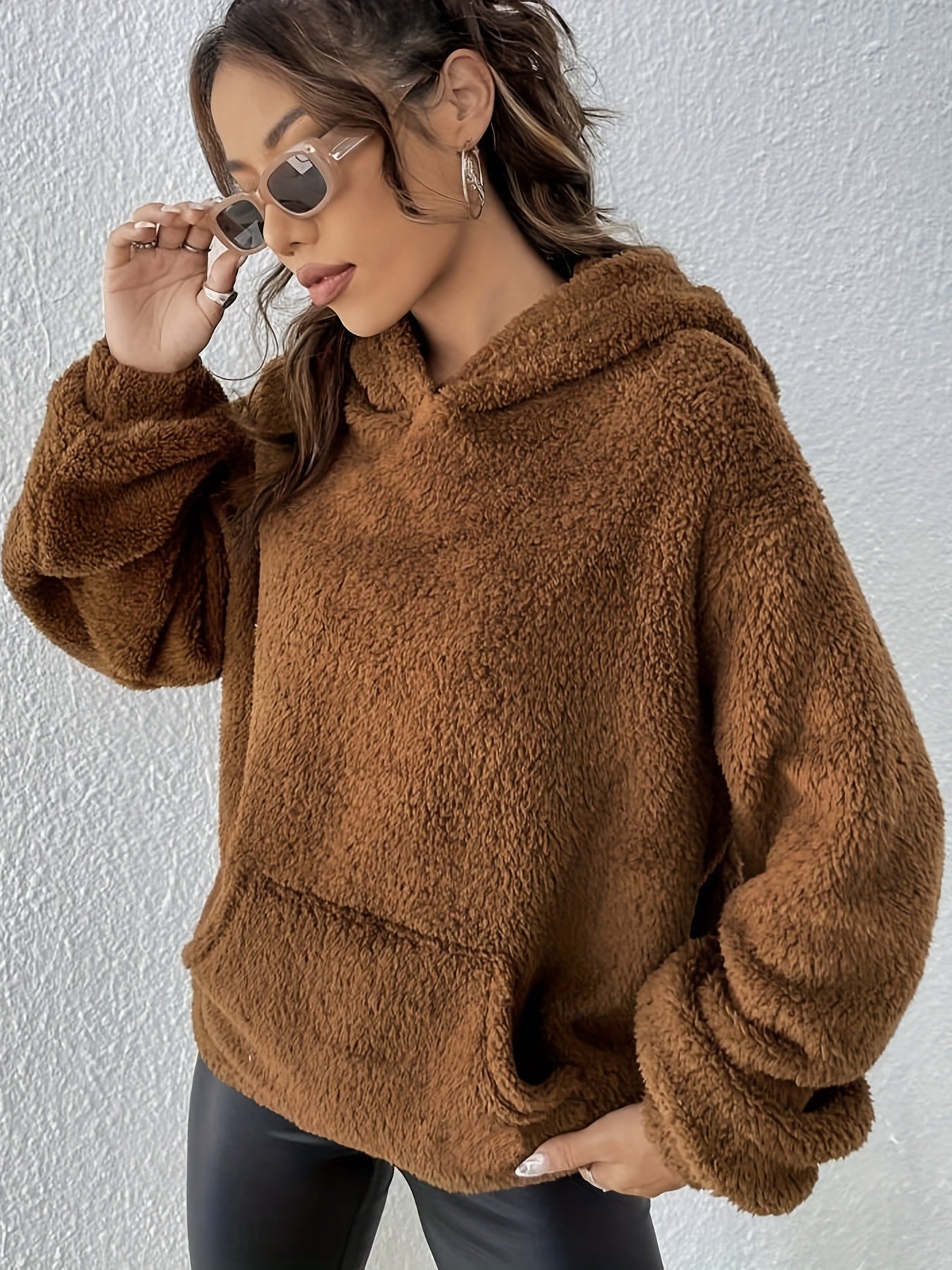 Cozy Women's Fleece Hooded Sweatshirt with Bear Ears Pocket - VogeLuxe