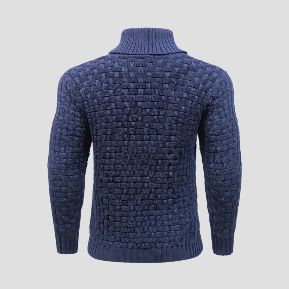 VogeLuxe | Men’s Textured Basketweave Shawl Collar Knit Sweater