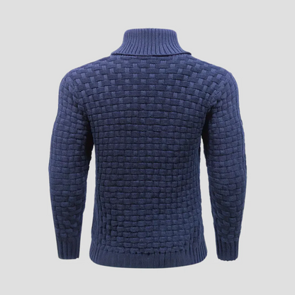 VogeLuxe | Men’s Textured Basketweave Shawl Collar Knit Sweater
