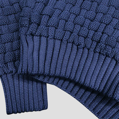VogeLuxe | Men’s Textured Basketweave Shawl Collar Knit Sweater