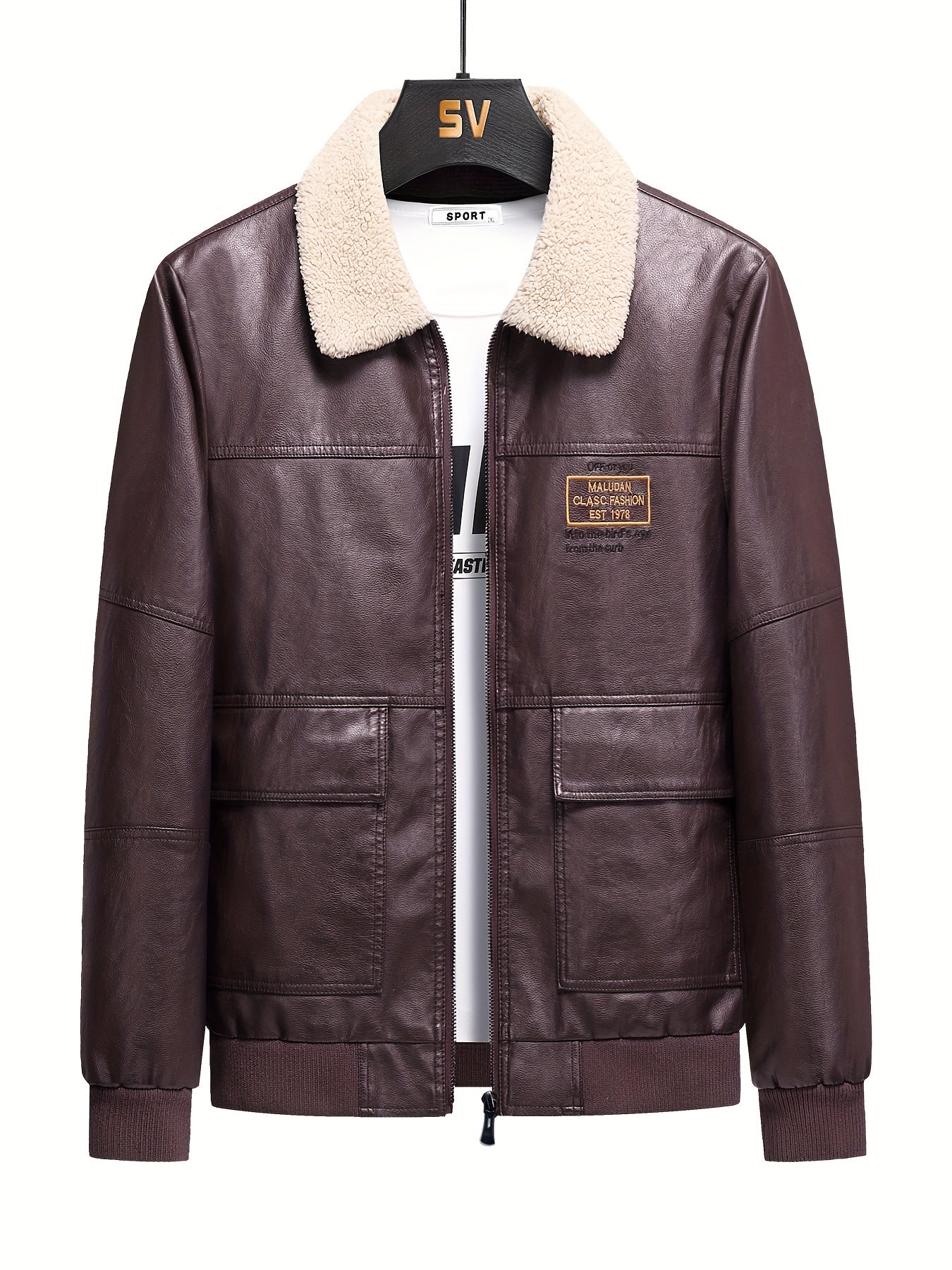 Cozy Waterproof Mens Fleece Leather Winter Coat