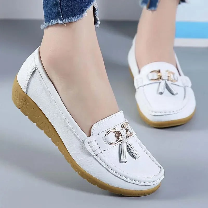 Ladies Classic Genuine Leather Shoes - VogeLuxe