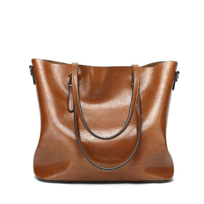 Classic Faux Leather Tote Bag - Big Capacity Shoulder Bag