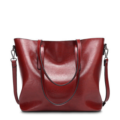 Classic Faux Leather Tote Bag - Big Capacity Shoulder Bag