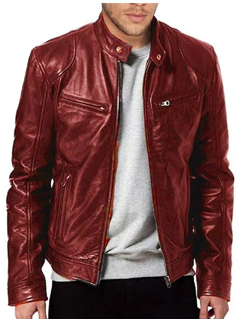 Relaxed Fit Mens Vegan Leather Jacket