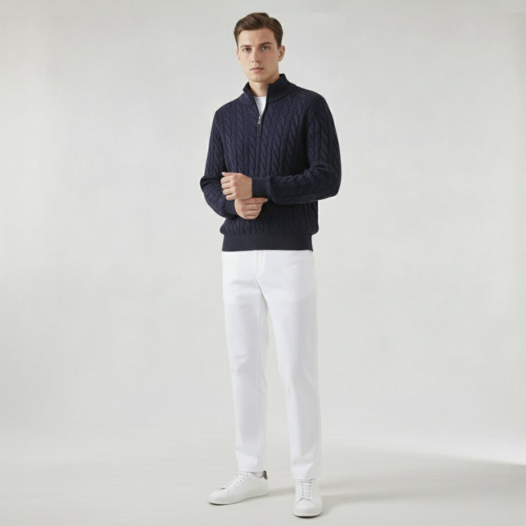 VogeLuxe | Men’s Quarter Zip Knit Sweater and Tailored Trouser Set