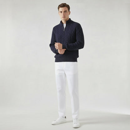 VogeLuxe | Men’s Quarter Zip Knit Sweater and Tailored Trouser Set